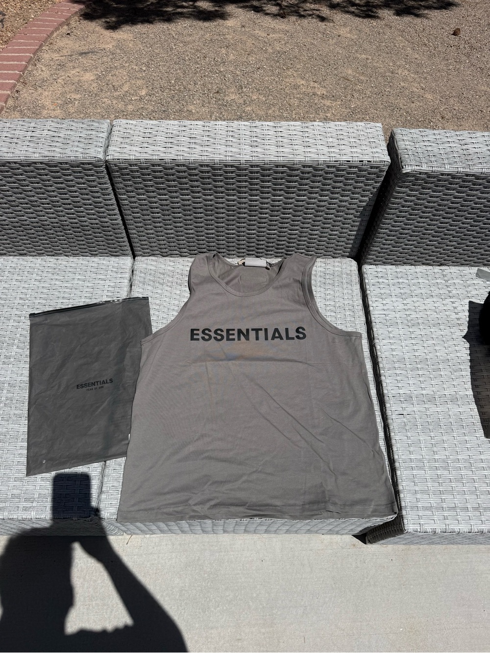 Essentials Gray Sleeveless Logo Tank
